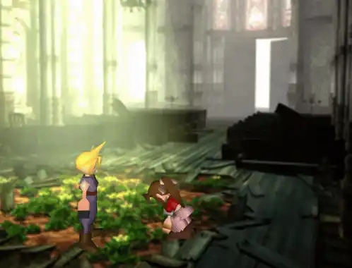 Aerith Gainsborough & Cloud in FF7 Church