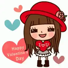 Animated Valentine's Day Girl with Heart