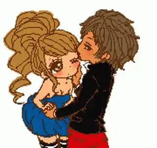 Animated Couple Kissing - Sweet Love Moment