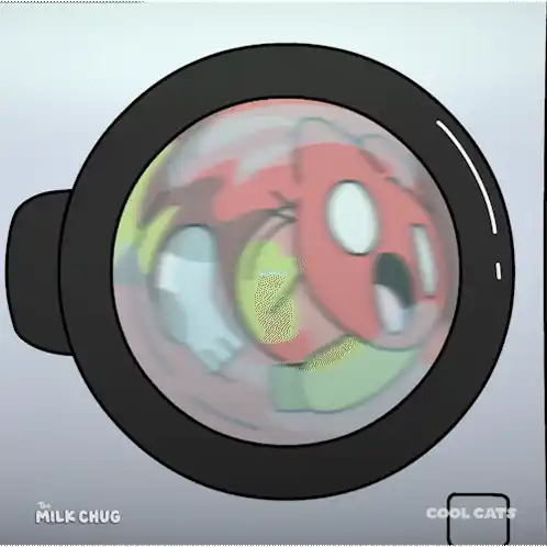 Cool Cats Red Cat Spinning in Washing Machine