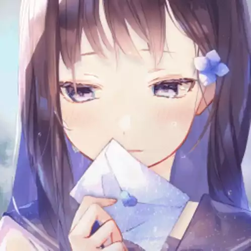 Shy Anime Girl Holding a Love Letter