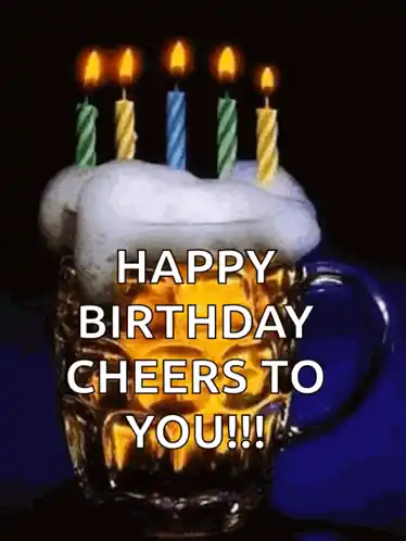 Happy Birthday Beer Mug with Candles