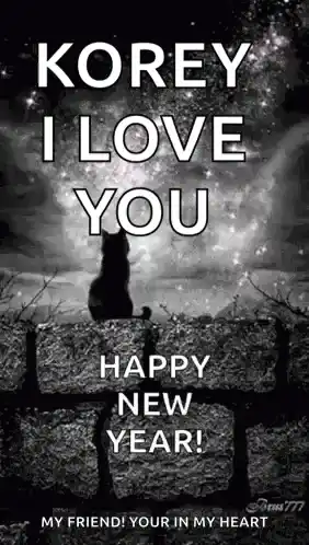 Korey I Love You - Happy New Year Black Cat