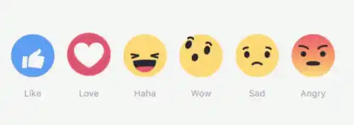 Facebook Reactions: Love, Haha, Wow, Sad Emojis