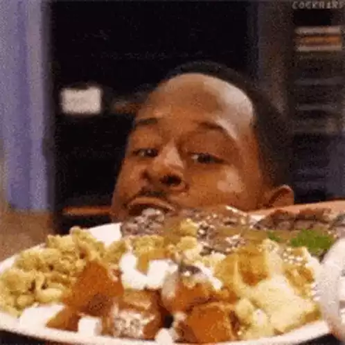 Man Excited by Food