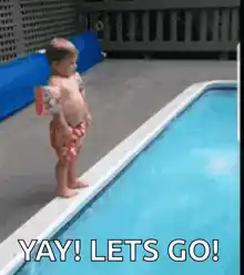 Funny Kid Jumps into Pool