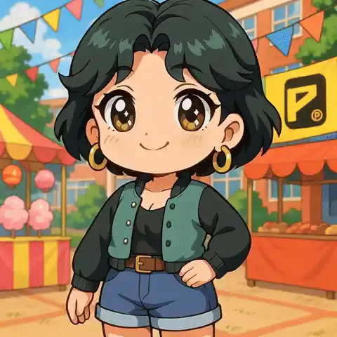 Chibi Girl's Funny Summer Fair Laugh