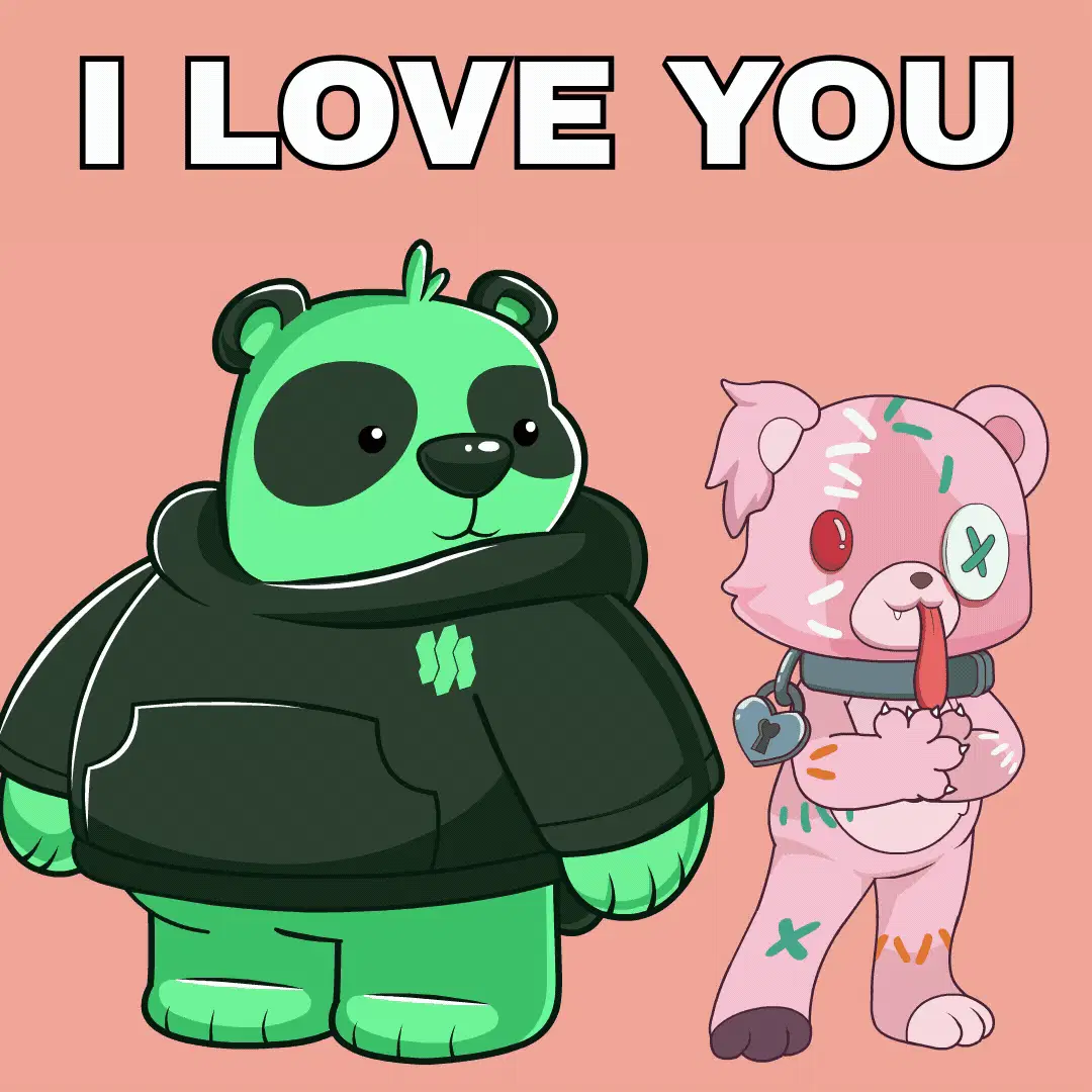 Green Panda Says I Love You | Cute Love Reaction GIF