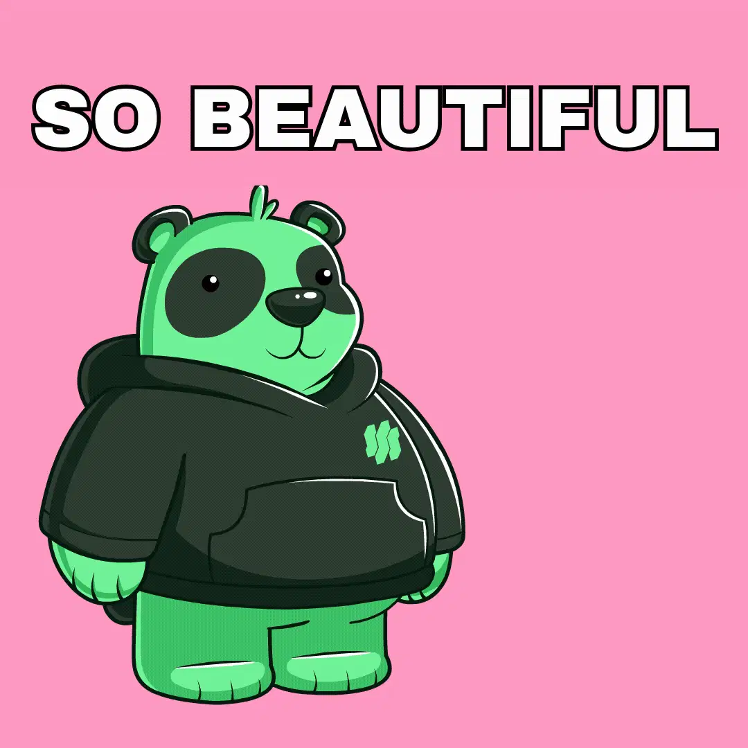 Green Panda Says So Beautiful | Love Reaction GIF