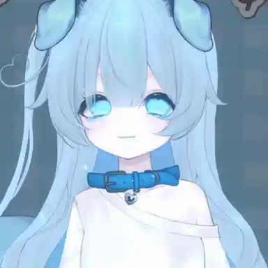 Happy Blue Puppy Anime Girl Smiling