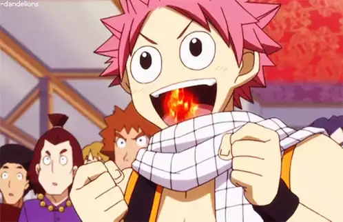 Natsu Happy and Excited with Fire