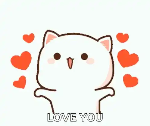 Cute Cat Says Love You with Hearts