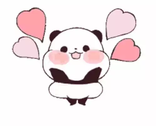 Cute Panda with Hearts - حب