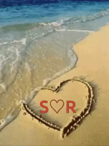 Heart in Sand with S and R Initials