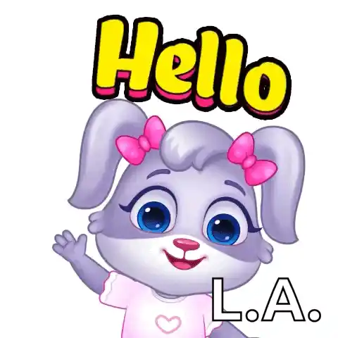 Hello L.A. Waving Cartoon Rabbit