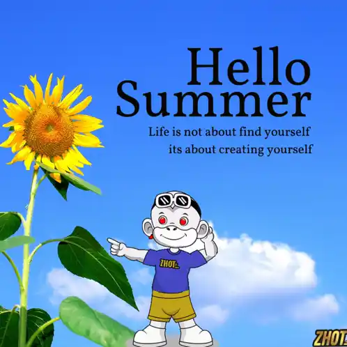 Hello Summer: Sunflower and Animated Monkey