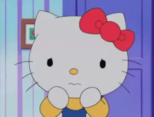 Hello Kitty Looks Scared and Worried