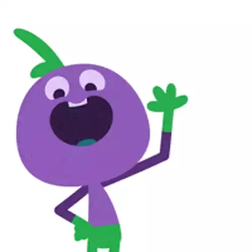 Purple Cartoon Character Waving Hello