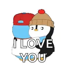 Pudgy Penguins Hugging with 'I Love You'