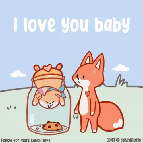 I Love You Baby - Cute Fox & Dog