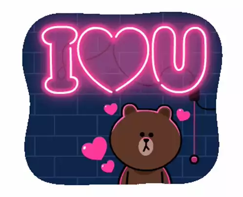 Brown Bear with 'I Love You' Neon Sign