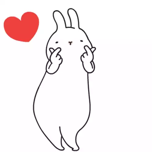 Kawaii Rabbit Finger Heart Love