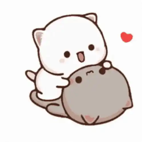 Cute Cats Hugging with Heart