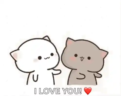 Cute Cartoon Cats Kissing - I Love You!