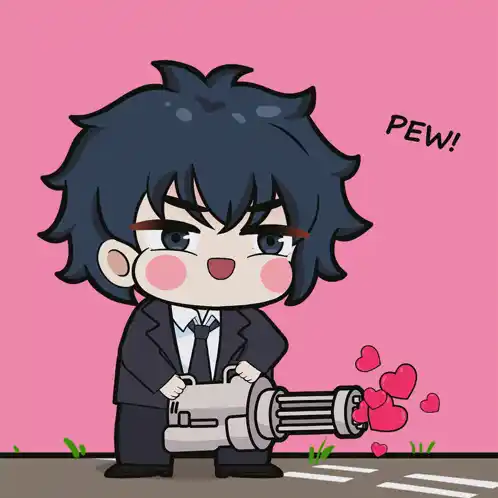 Cute Anime Character Shoots Love Hearts