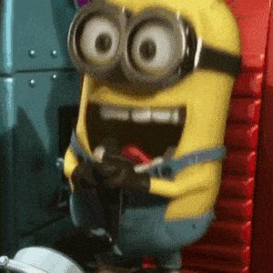 Excited Minion Laughs from Despicable Me