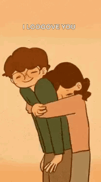 Animated Couple Hugging: I Love You