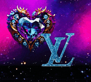 Sparkling LV Logo & Diamond Heart Love