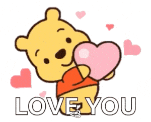 Winnie The Pooh Says 'Love You' with Hearts