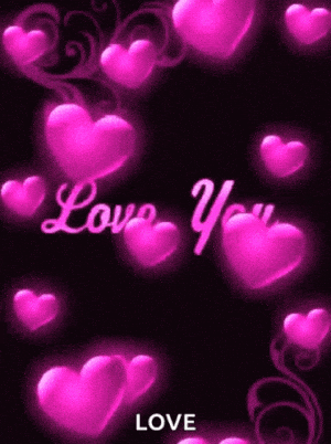 Love You: Glowing Pink Hearts