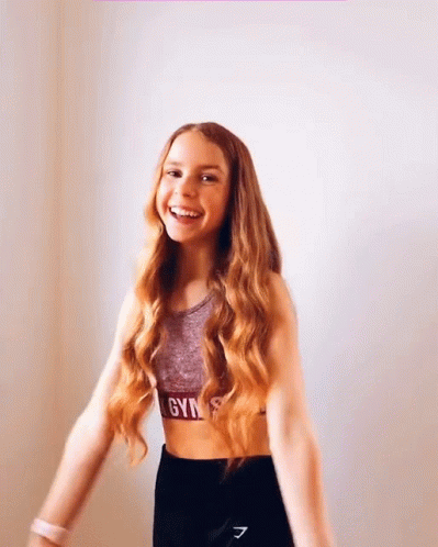 Happy Excited Girl in Gym Top