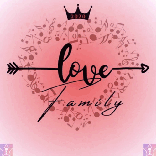 Love Family Graphic with Music Notes