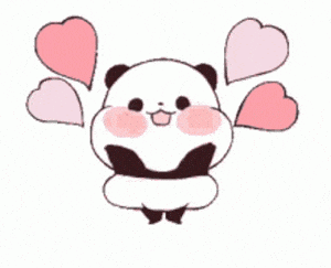 Cute Panda with Hearts - حب
