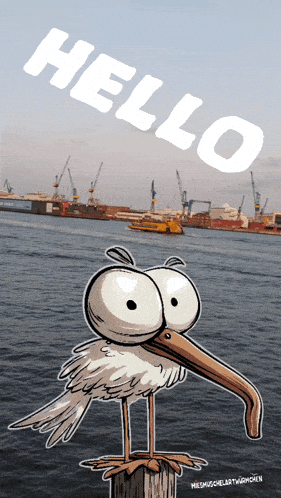 Hello Good Morning with Cartoon Bird