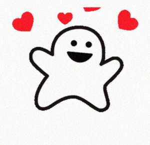 Happy Ghost with Hearts - Love You