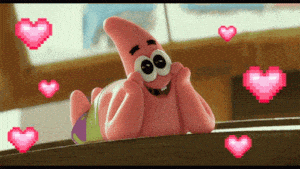 Patrick Star Surrounded by Love Hearts