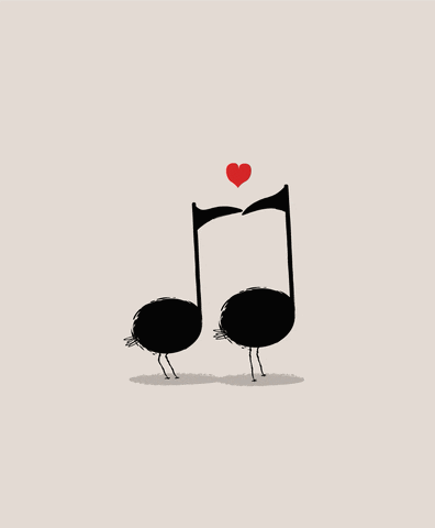 Musical Notes Kissing with Hearts