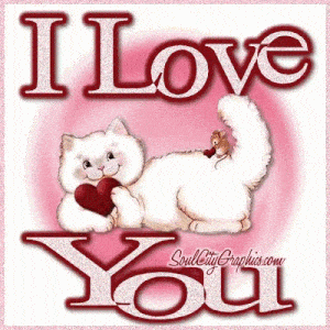 Cute Cat Holding Heart: I Love You