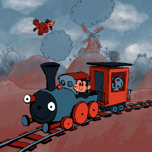 Funny Cartoon Train Ride with Monkey and Animals