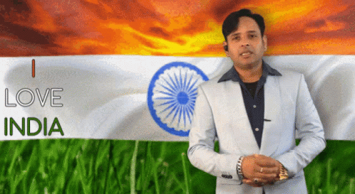 Man with Indian Flag: I Love India