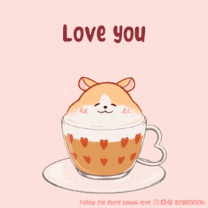 Cute Hamster in Coffee Cup - Love You Animation