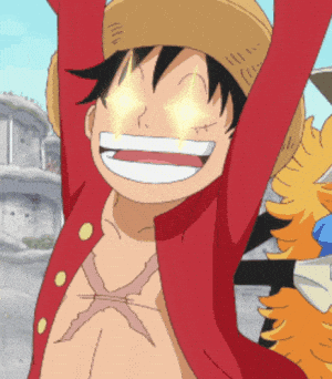 Luffy from One Piece Excited with Star Eyes