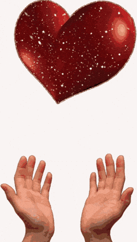 Hands Catching Sparkling Love Heart Animation