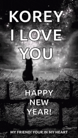Korey I Love You - Happy New Year Black Cat