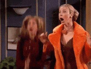 Phoebe and Rachel Excited on Friends