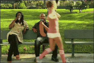 Woman Jogging and Bench Reactions